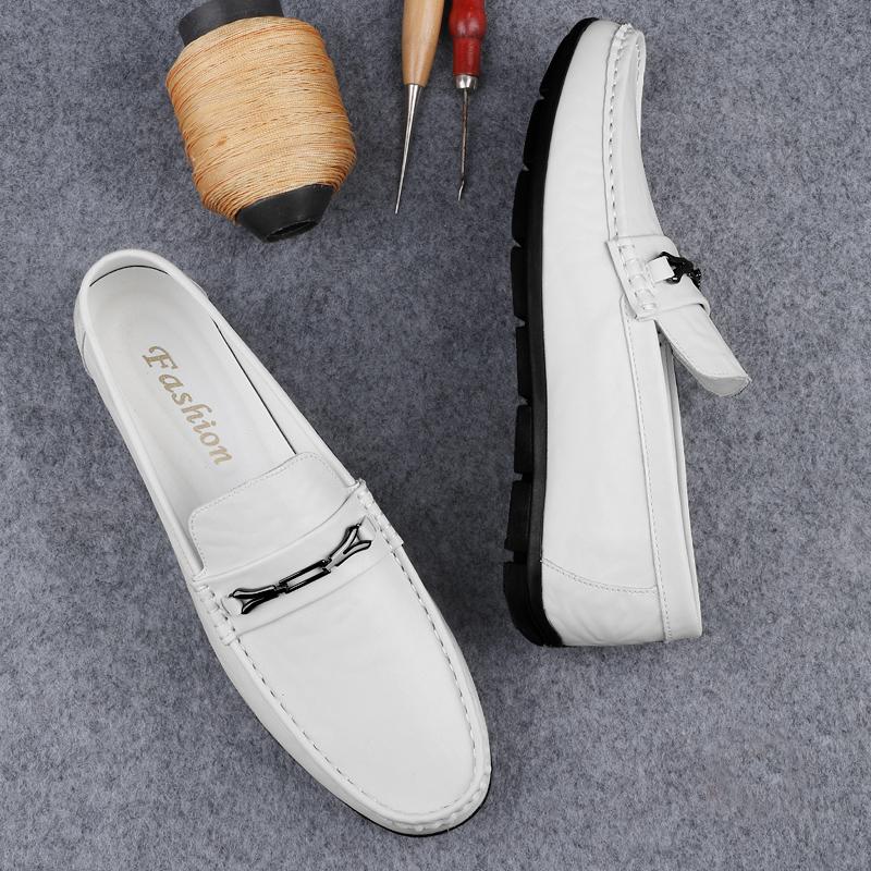 Fashion Men's Genuine Leather Loafers Handmade Men Driving Shoes Simple Moccasins Casual Male Business Shoes Leisure Walk Slip On Flats