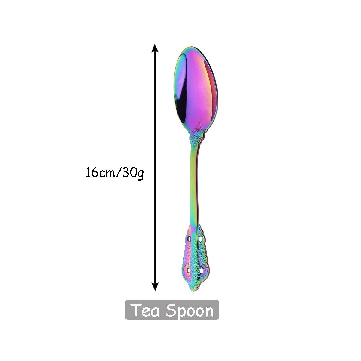 

Десертна ложка з нержавіючої сталі 18/10 Набір столового посуду Вінтажна чайна ложка Столові прибори Кавова ложка Посуд Кухонний столовий посуд Срібний посуд різнокольоровий