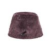 VARZAR Fur Long Label Solid Drop Bucket Hat Burgundy