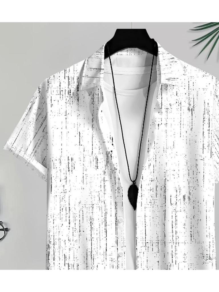 Men'S Casual Short Sleeve Shirt, Multiple Specifications Available, Polyester (Terylene) Material, Stylish Spot Pattern Print, Suitable for Daily Wear
