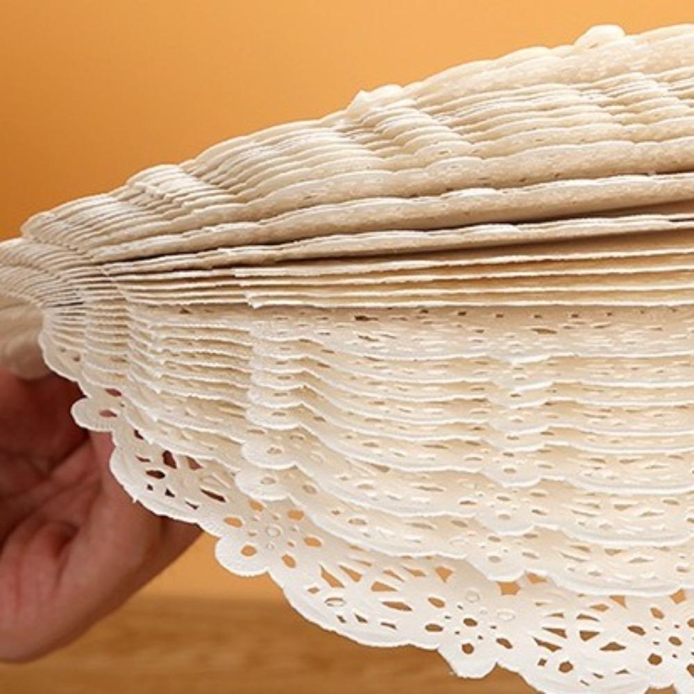 140Pcs/Bag Disposable Floral Base Paper Convenient Fried Food Mat Paper Dessert Mat Paper  Kitchen