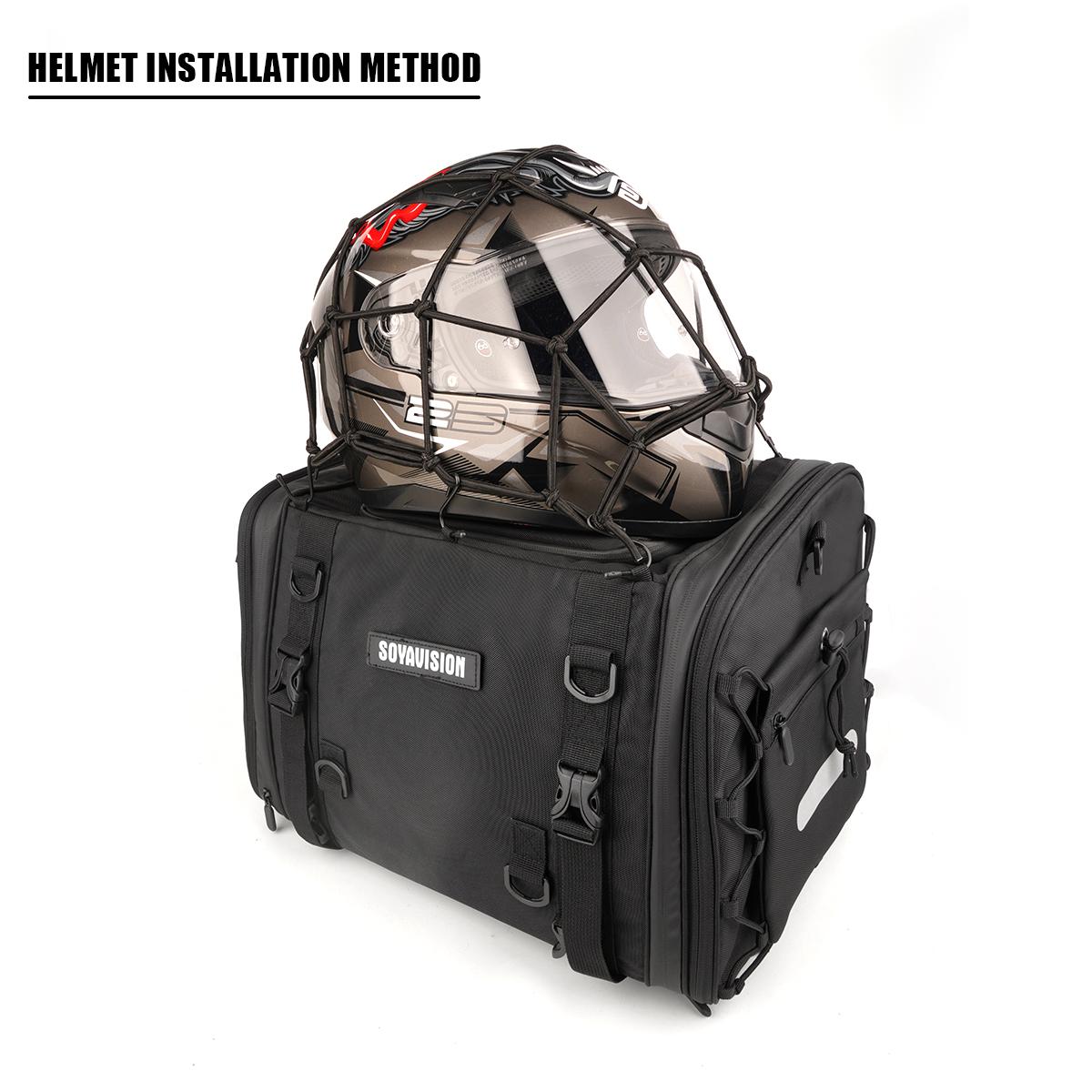 Motorcycle Bag 30L-50L Waterproof Tail Saddle Bag Durable Dry Luggage Outdoor Bag Motorbike Rear Seat Bag Accessory Helmet Net 35L-50L