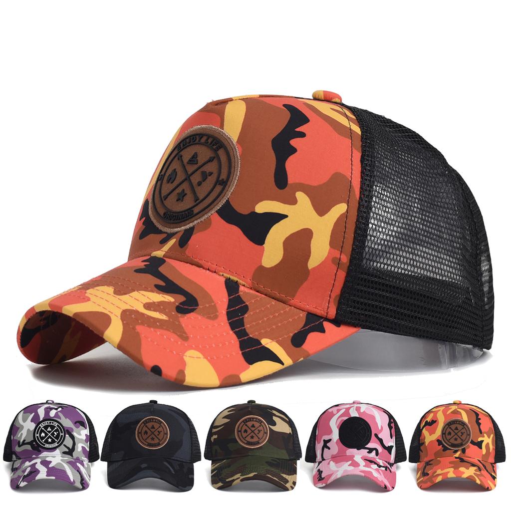 Summer Mesh Breathable Personality Sticker Embroidery Mesh Women'S Baseball Cap Men'S Outdoor Sunscreen Cap