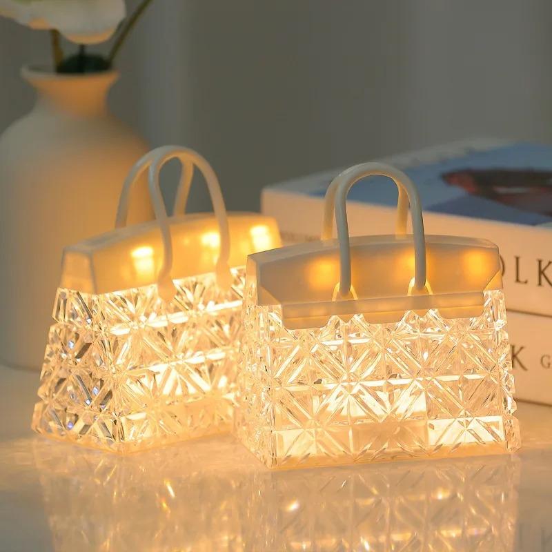 Creative Crystal Bag Night Light – Bedside Lamp, Ambient Mood Light, Birthday Gift for Bestie, Desktop Decorative Ornament