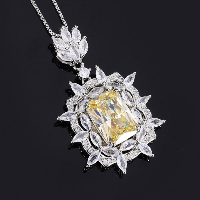 Jewelry Copper Gold Plated Retro Simulation Yellow Diamond Bottom Women'S Handmade Diamond Set Main Stone 10 * 14