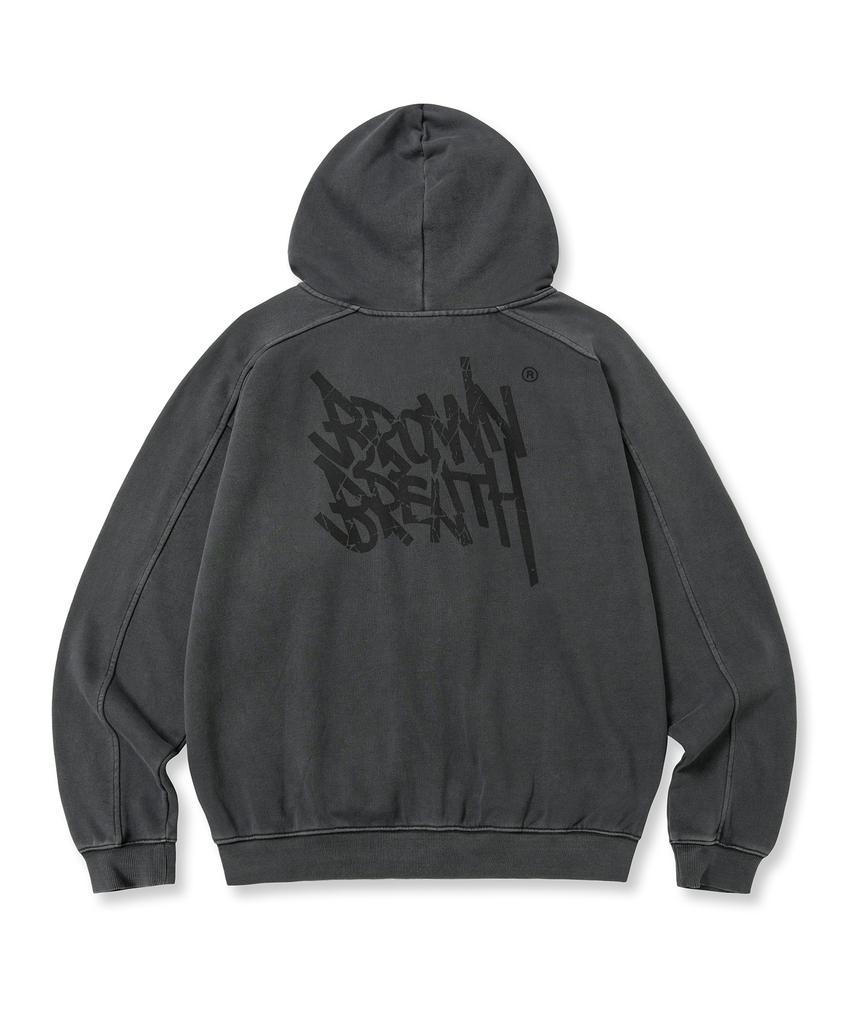 Brownbreath Pigment Tag Hood Zip Up - Charcoal