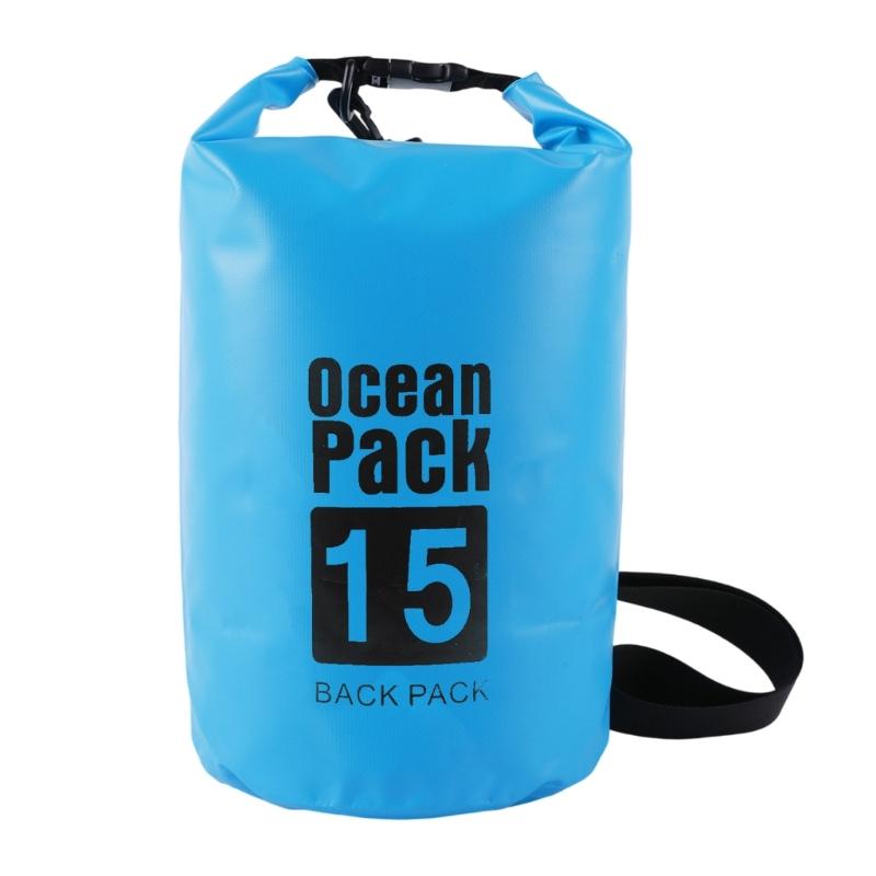 Practical Outdoor Waterproof Dry Backpacks Tear Resistant PVC Storage Bag Adjustable Shoulder Strap For Hiking