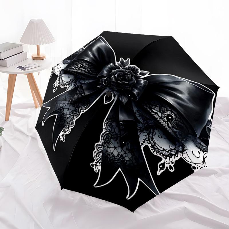 1pc Gothic Bow Automatic Open/Close Umbrella, Lightweight for Women/Men, Perfect Gift - for Everyday or Holiday Eventsyy251127092