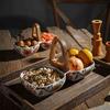 Creative Double Ceramic Fruit Bowl with Handle – Floral Design Snack Serving Tray