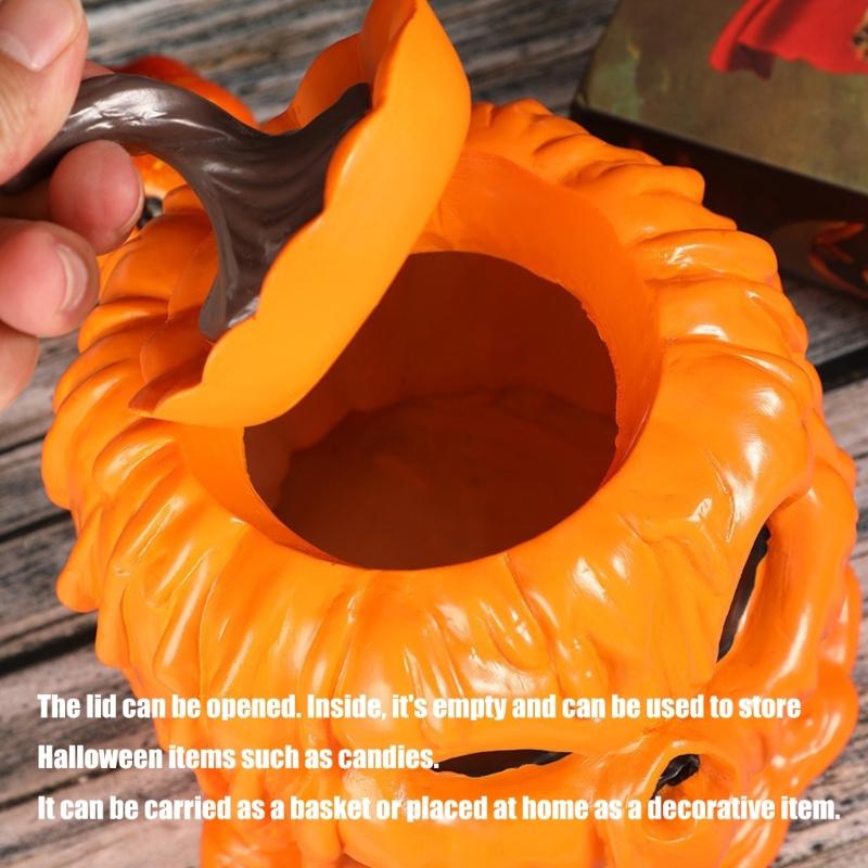  Compact Halloween Pumpkin Figurine Waterproof Resin Decoration For Home Garden Party Decors Storage Friendly