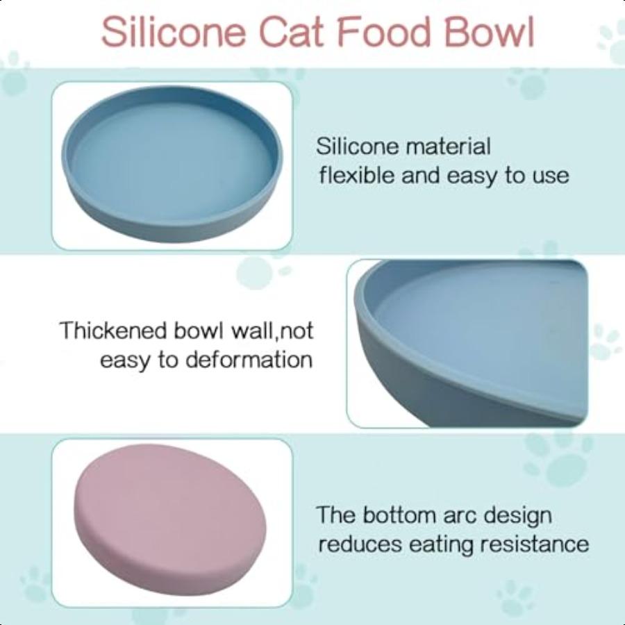 Cat Food Bowls7 Wide Puppy Plates Whisker Fatigue Pet Feeding Dishes Pet Feeding Station for Cats Small Dogs Anti Whisker Fatig