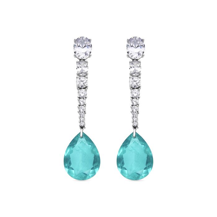 Boucles d'oreilles - Luxenter - Kim - Argent 925 - Quartz hydrothermal vert - Plaqué rhodium