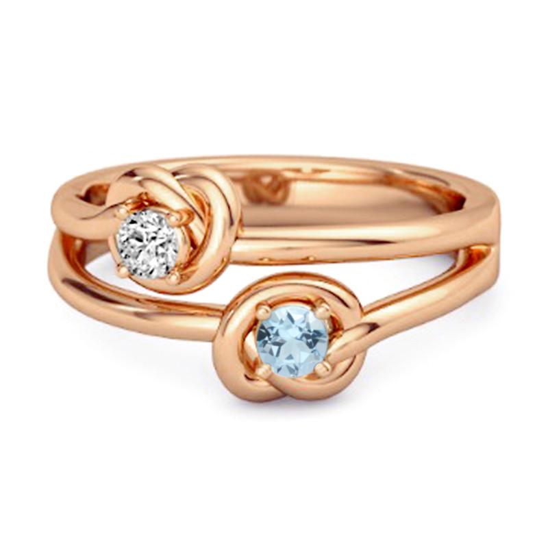 

Blue Topaz Infinity Knot Bypass Ring - Sterling Silver Rose Gold Vermeil 9.5 рожевий колір золота