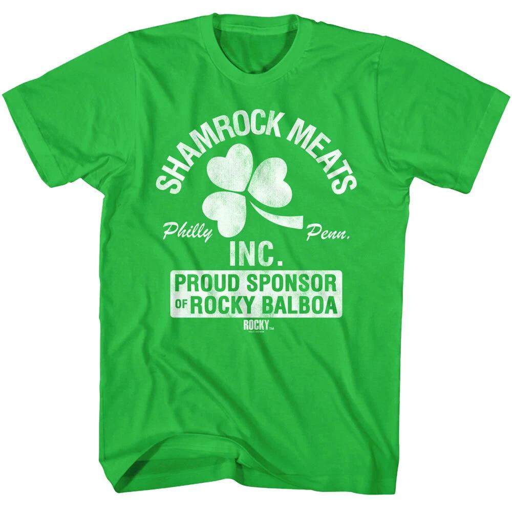 Rocky Shamrock Meats Proud Sponsor Men s T Shirt Balboa Boxing Movie Philly 3XL