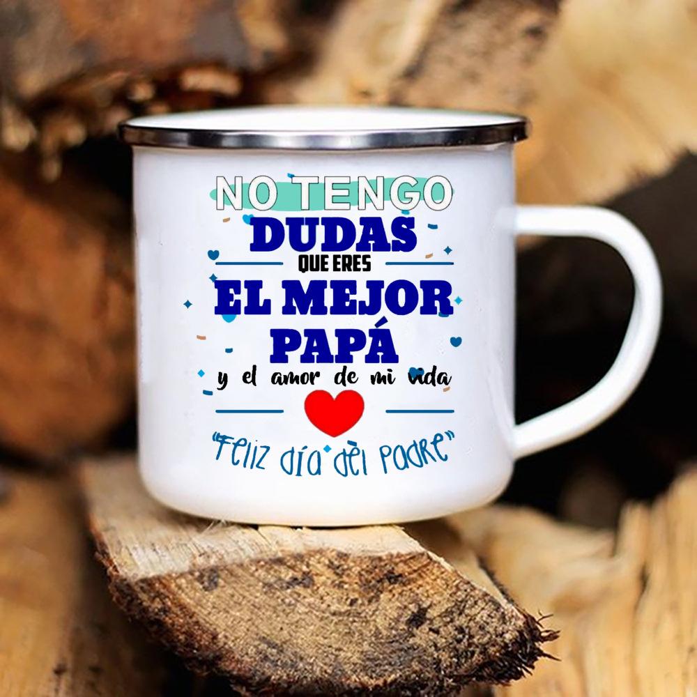 Best Dad In The Word Print Mug Camping Handle Mugs Handle Campfire Party Enamel Cup Creative Coffee Cups The Best Gifts for Dad