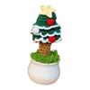 Holiday Desk Accessories for Office Hand Crochet Potted Christmas Tree, Creative Knitted Plant, Mini Crocheted Ornaments Cute Home Desktop Decorations