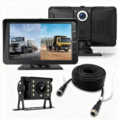 Stynxro Monitor Couvací Kamery Palubní Kamera AHD 1080p Široký Pozorovací Úhel Duální Rozdělený Obrazovka Noční Vidění IP67 Prachotěsný a Ideální pro Malé Snadný 15m Prodlužovací Kabel