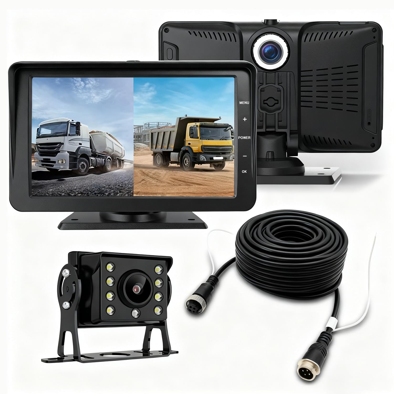 

Stynxro Backup Camera Monitor Dash Cam AHD 1080p Wide Viewing Dual Split Mirror Night IP67 Dustproof and Ideal for Small Easy 15m Extension Cable