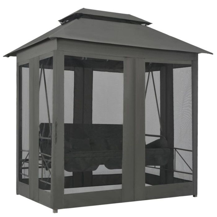 Balancelle convertible - vidaXL - Anthracite - 220x160x240 cm - Acier enduit de poudre - 3 personnes
