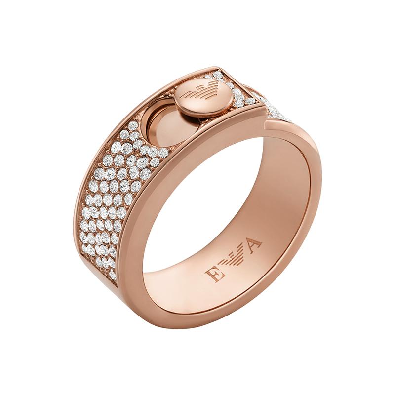 

Emporio Armani Gold Circle Full Diamond Star Stainless Steel Ring Women rings Rose-Gold EGS3092221 Basic Packaging,5.5
