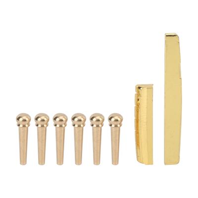 Gitarrenwirbel Sattel Stegeinlage Set Stegstifte GL27 Ballade Messing Goldene Endknöpfe Befestigungswerkzeug