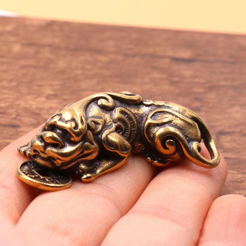 Chinese Old antique Collectibles Pure brass God beast pixiu small pendant Gift