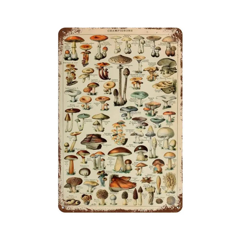 Vintage Pilz Medizin Blume Insekt Schmetterling Gemüse Kürbis Karotte Metall Aluminium Schilder Heim Zimmer Garten Wandkunst Pla