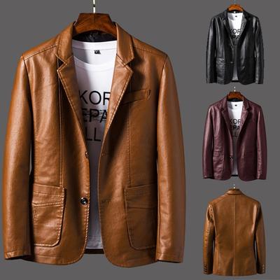 Fashion Men's Plus Size Slim Fit Leather Suit Jacket Men's Motorcycle Leather Jacket Trend Flight Suit S-6XL