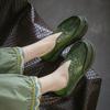 Johnature Genuine Leather Retro Hollow-out Breathable Sandals Versatile Comfortable Women's Slip-on Shoes