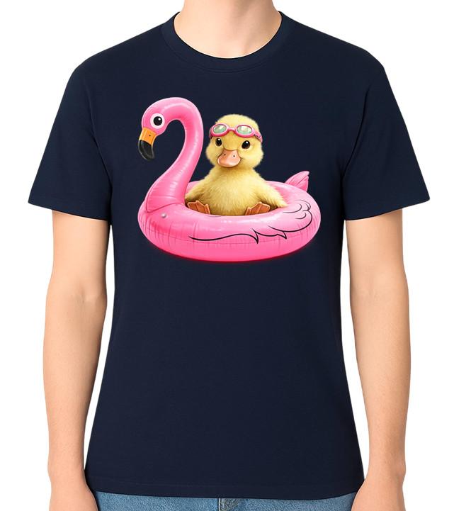 Cute Duck Flamingo Float T-Shirt Funny Summer Animal Graphic Unisex Tee S