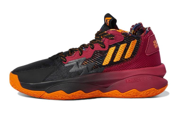 Adidas D Lillard 8 Comfortable Abrasion Resistant Mid top Children s Basketball Shoes Black Red GW3862 36