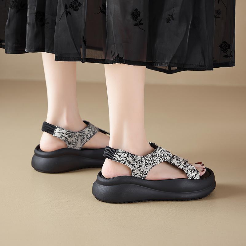 Augustine platform sandals women's summer wear 2025 new comfortable sports black casual Roman beach shoes