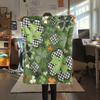 1PC Four-leaf clover Print FlAannel Blanket, High quality Comfortable for All Seasons, Home Decor, Warmth and Comfort