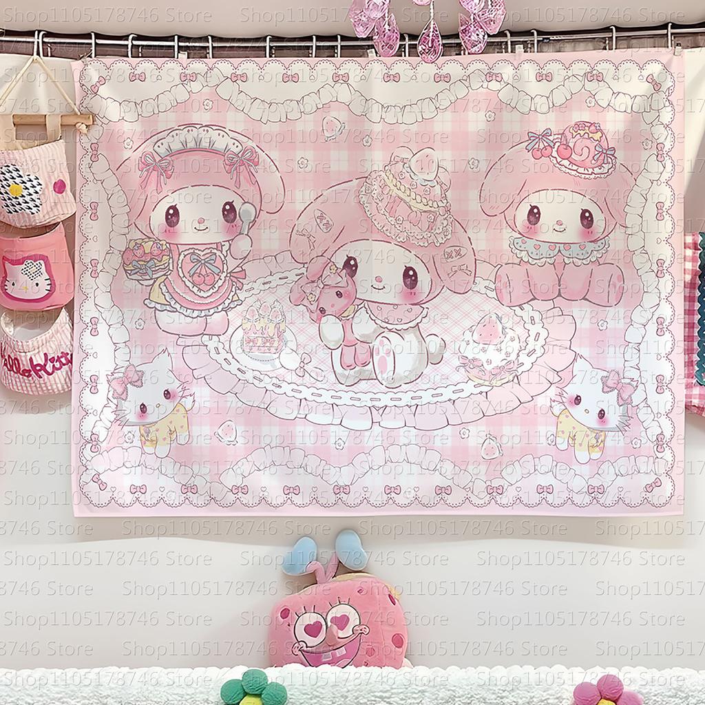 My melody piano dessert shop hanging cloth for a girls heart bedroom dormitory rental house wall decoration background