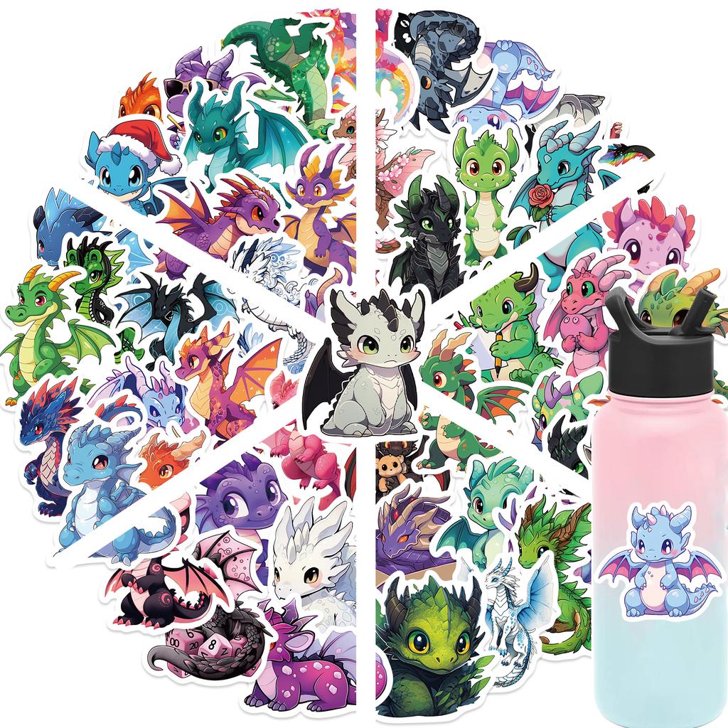 50 100Pcs Creative Cartoon Graffiti European Dragon Stickers Decoration Diy Luggage Skateboard Notebook Waterproof Stickers Toy