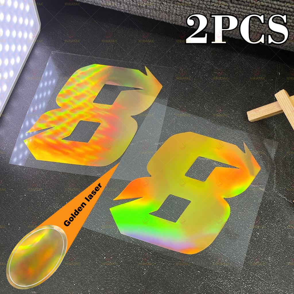 2pcs Gold Laser Motorcycle Number 0-9 Stickers Waterproof for Motorcycle Fairings Fuel Tank Helmet Scooter Universal Vinyl Decal