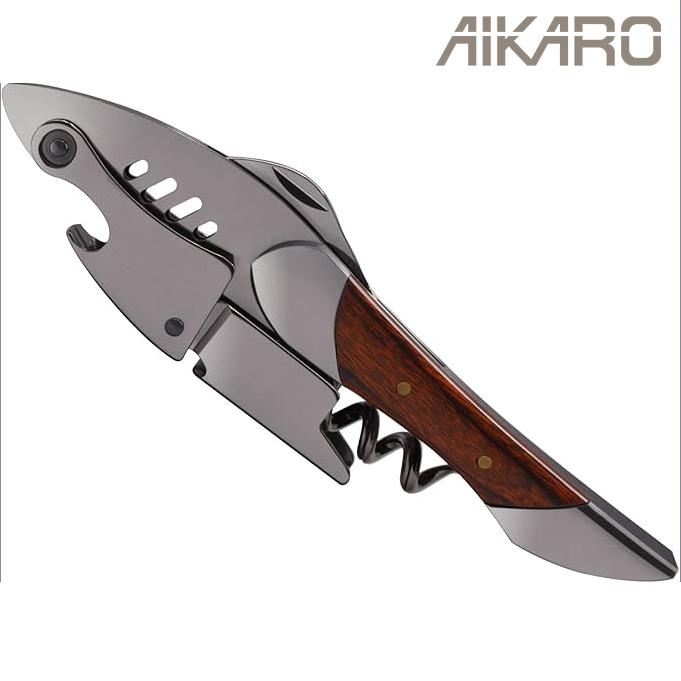 Waiters Corkscrew, Wine Bottle Opener, Heavy Duty Stainless Steel, Rosewood Handle, Shark Shaped Wine Key, Gift for Waiters, Bartenders, Sommelier