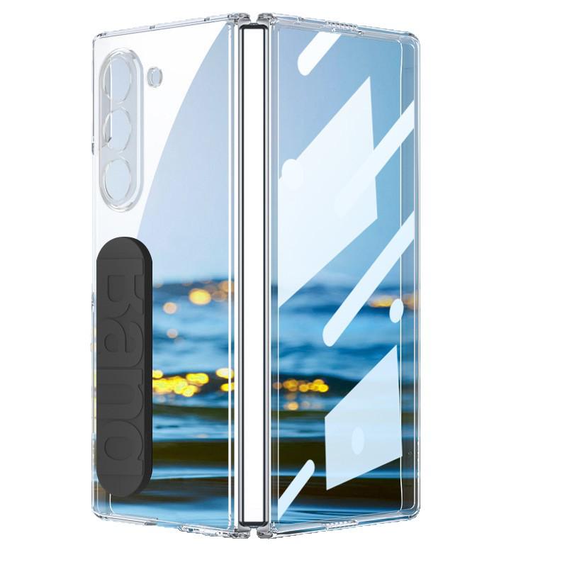 Samsung Z Fold7 Drop-Proof Transparent Silicone Phone Case with Elastic Wristband