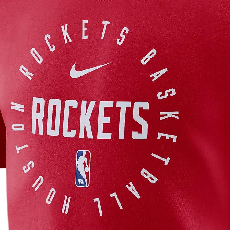 Nike Dri-Fit NBA Houston Rockets Crew Neck Letter Print Short Sleeve T-Shirt Men Tops University-Red HF1422-657