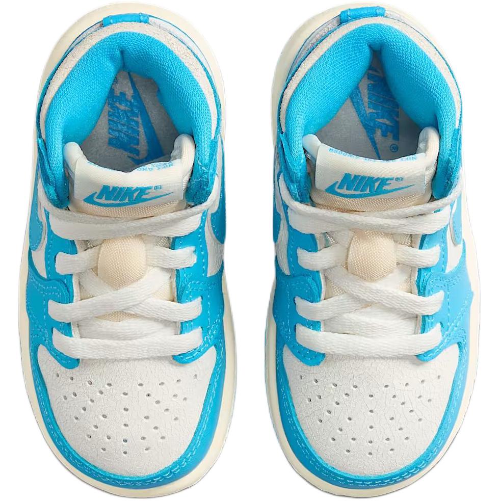 Jordan Air Jordan 1UNC Slip Resistant Abrasion Resistant High top Toddler Shoes White Blue Infant And Toddler FD1413-402