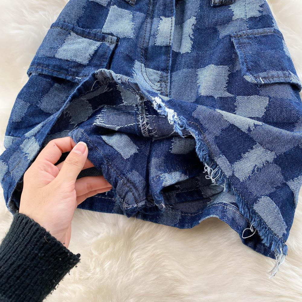 Sexy Tight Skirt Ins Plaid Short Skirt Women's Summer A-Line Skirt High Waist Denim Wrap Hip Skirt