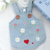 1pc Countryside Style Heart & Floral Embroidery Overall Dress for Pets, Suitable for Autumn & Winter