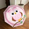 1pc Pink Owl Fashionable Automatic Opening/Closing Folding Umbrella with 8 Iron Bones, Plastic Handle Yy251015047