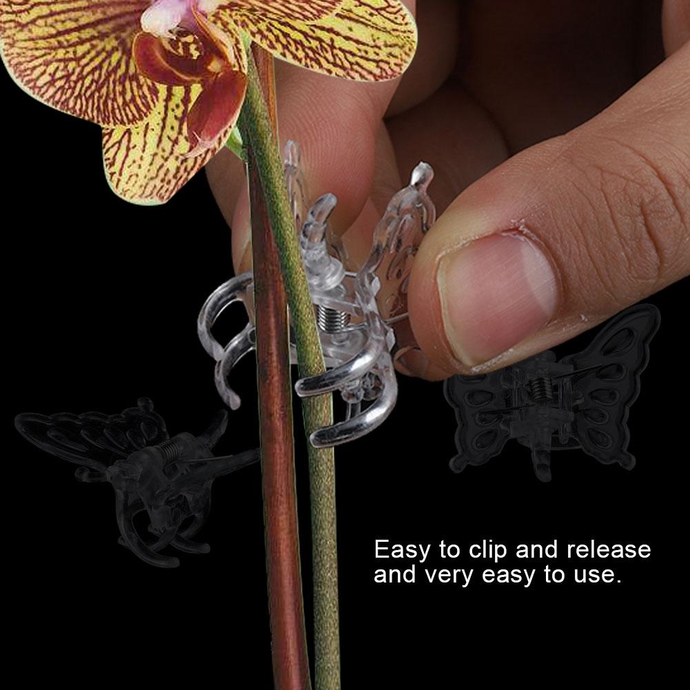 100Pcs Garden Tools Stem Clips Grow Upright Orchid Plastic Mini Stalks Flower