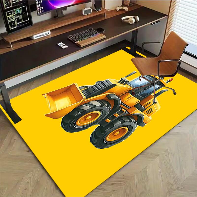 1PC Bulldozer Construction Extra Large Non-Slip Floor Carpet, Office, Family, Bedroom, Studio - Large Area Rug Indoor Rugs, Vibrant Colors-W241