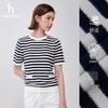 HAZZYS Women's Striped Short-Sleeve Knit Sweater