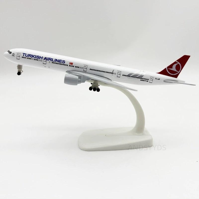 20cm Collection Model B777 Turkish Airways Aircraft Diecast Metal Alloy 1/400 Scale Plane Aviation Ornament With Airplane Stand