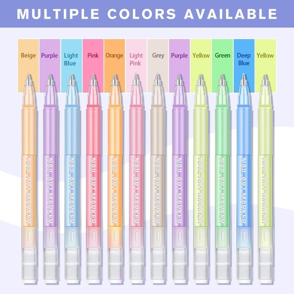 10/12 Colors Waterproof Nails Art Marker Pens 10/12 Colors Nail Brush Marker Sets  for DIY Nail Art