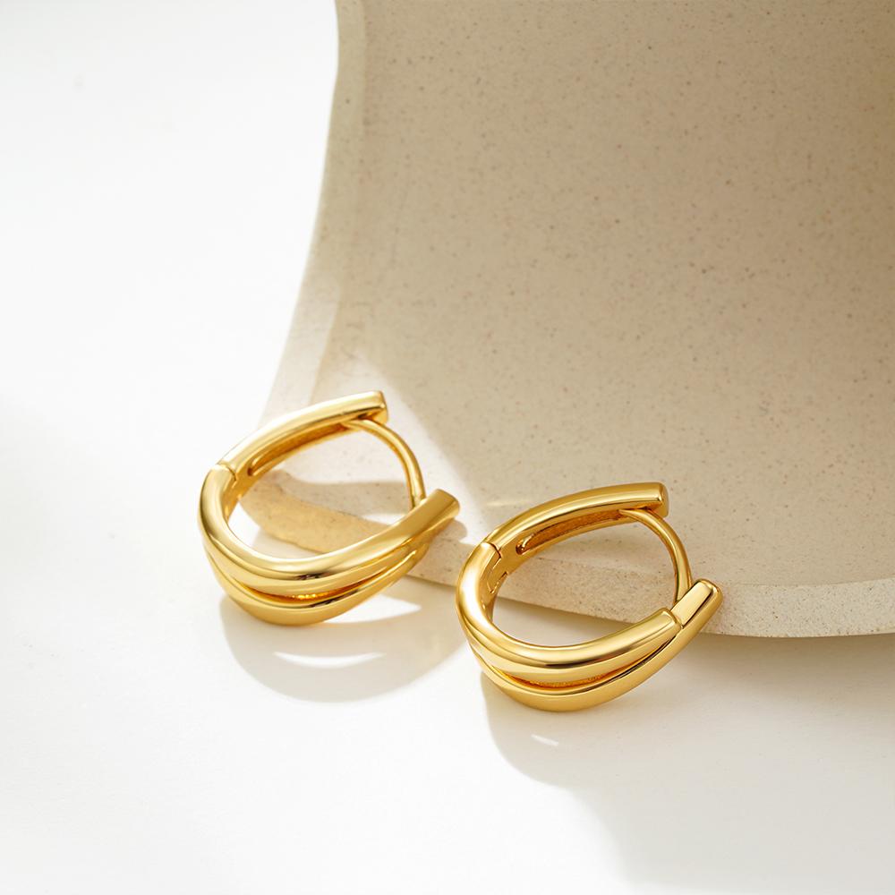New Trendy Mix Color Bilayer U Shape Ear Buckle Small Huggie Hoop Earrings Waterproof Colorblocked Ear Ring Thanksgiving Gifts