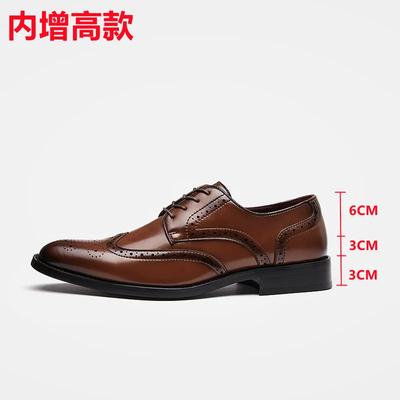 Fashion High-quality Men Height Increasing Leather Shoes Genuine Leather Brogue 6CM Increase Formal Dress Shoe Business Office Shoes